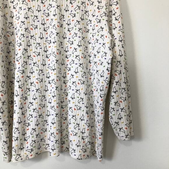 VTG Bobbie Brooks Ghost Print Mock Neck Ribbed Top 2X USA Retro Halloween 90s - Picture 3 of 9